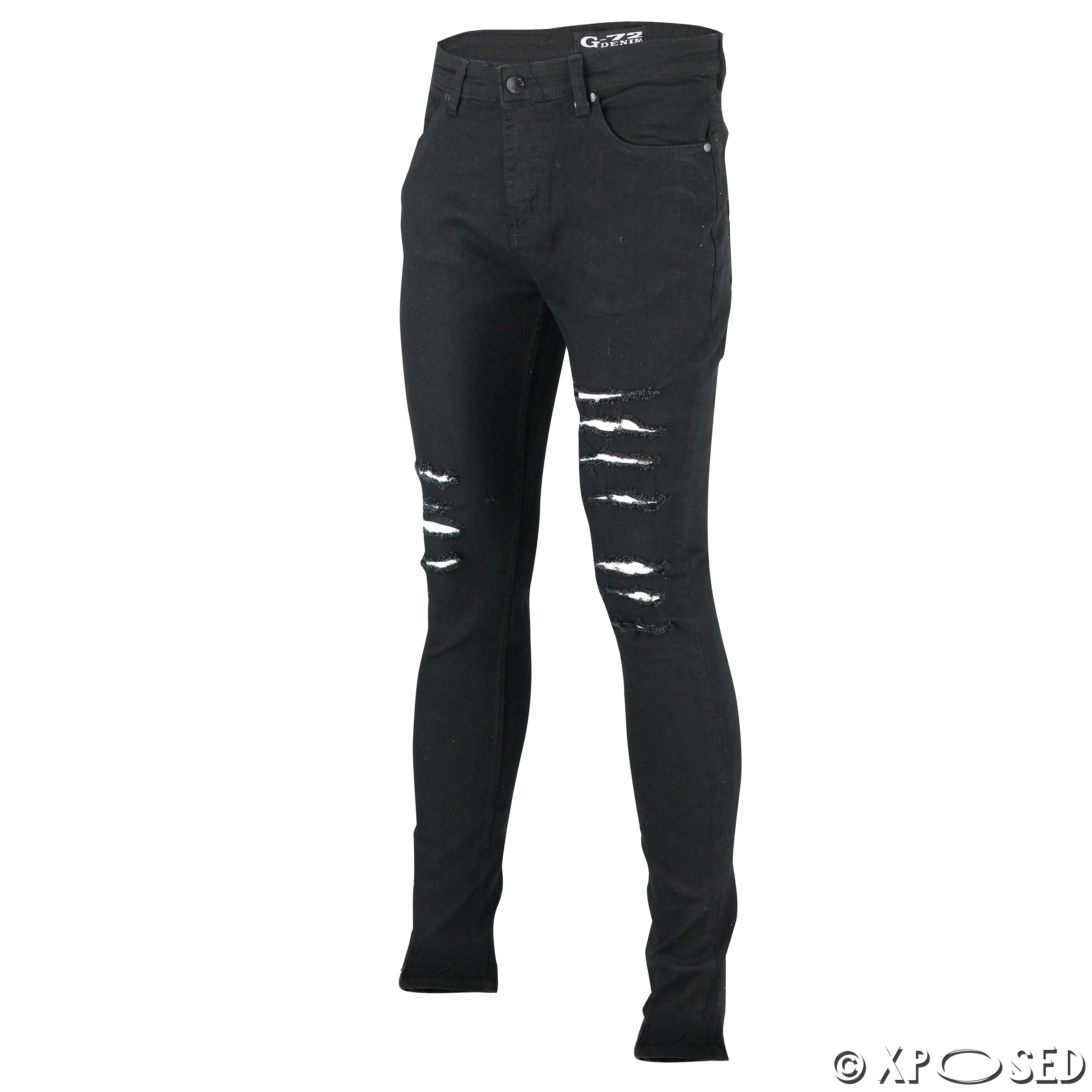 Mens New Black Blue G72 Super Stretch Ripped Skinny Slim Fit Denim Jeans Pants Ebay 1613